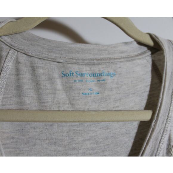 Soft Surroundings Gray 3/4 Sleeve Embroidered Tunic Tee sz XL - Picture 4 of 4